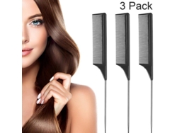 3 Peines De Cola De Rata Con Púas De Acero Al Carbono Resistentes Al Calor, Peines Negros Para Peinar El Cabello