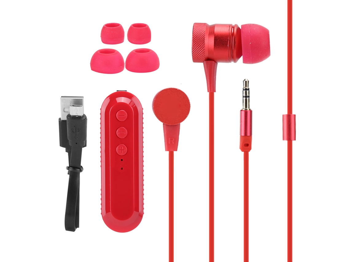 Auriculares De Solapa Rojos Con Clip Y Bluetooth 4.1, Con Conexión Estable Para La Oficina Y El Deporte.