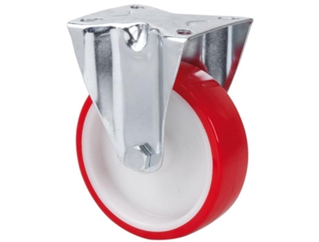 Rueda fija 140.1-200-2 nylon blanco-poliur.rojo eje liso ALEX