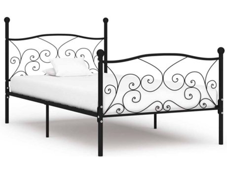 vidaXL Estructura de cama con somier de láminas 100x200 cm metal negro