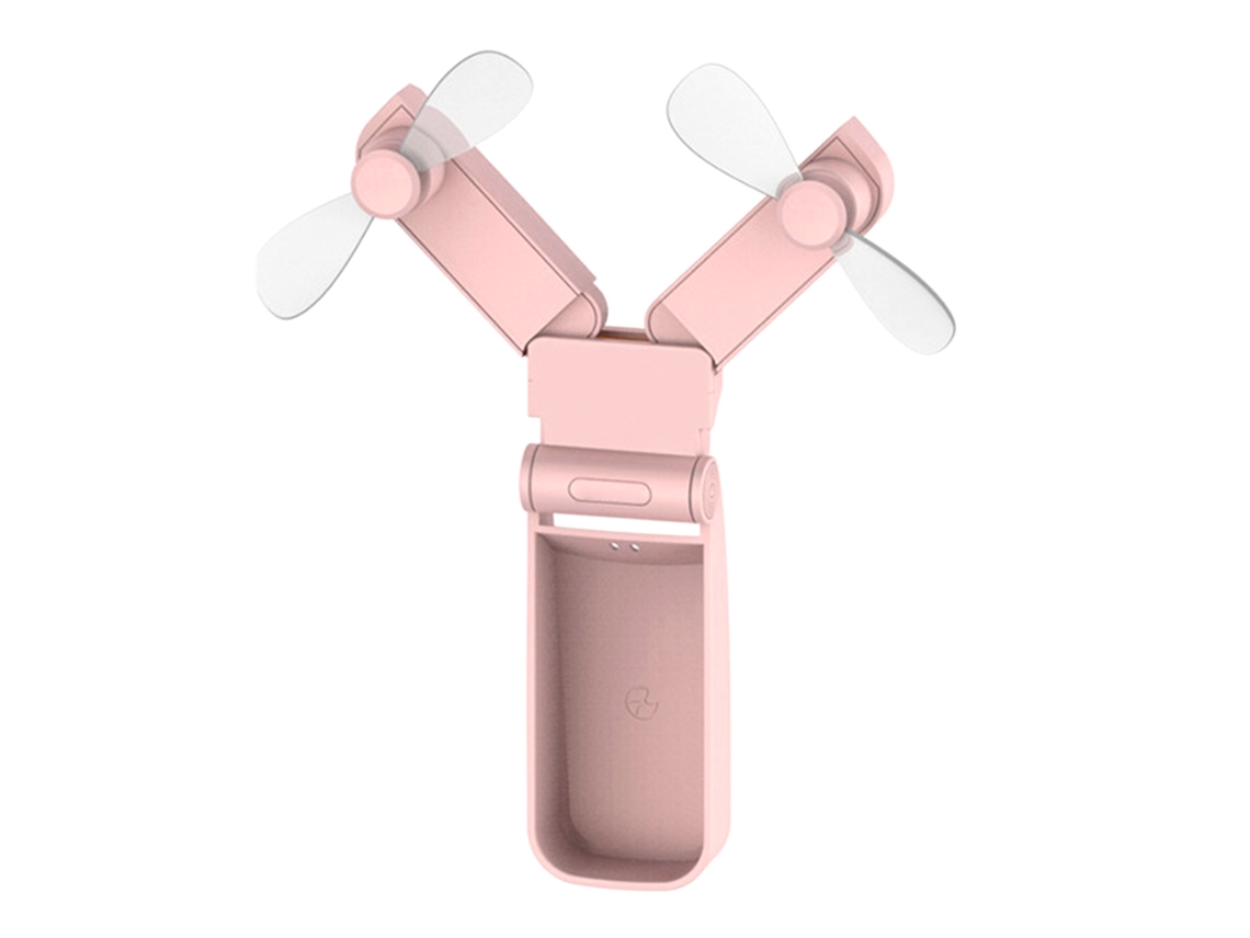Mini Ventilador Eléctrico Plegable Usb Portátil Con Dos Boquillas Para Uso En Exteriores, Oficina Y Viajes - Rosa
