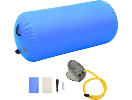 Rollo de Yoga inflable VIDAXL Azul con bomba (120x75cm - PVC)