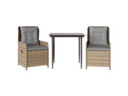 Maison Exclusive - Set Comedor De Jardín 3 Pzas Con Cojines Ratán Sintético Beige