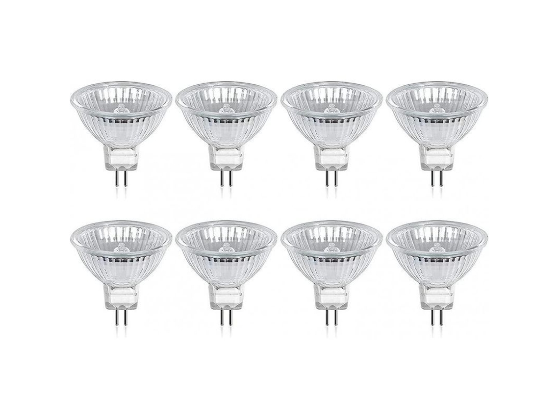 Lámpara halógena GU5. 3 MR16 35W 12V Blanco cálido 2800K Regulable 400W 8 Unidades