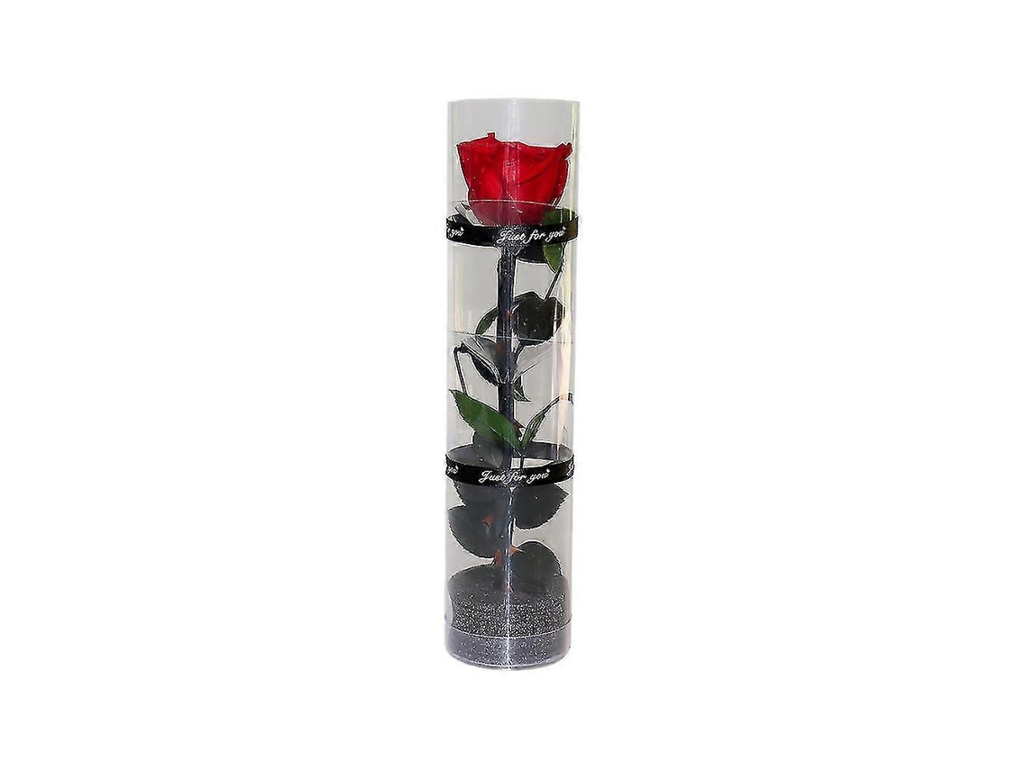 Omni-rosa Preservada Real, Rosa Eterna, Duradera Y Natural Con Tallos Y Hojas Reales Para Regalo Rojo
