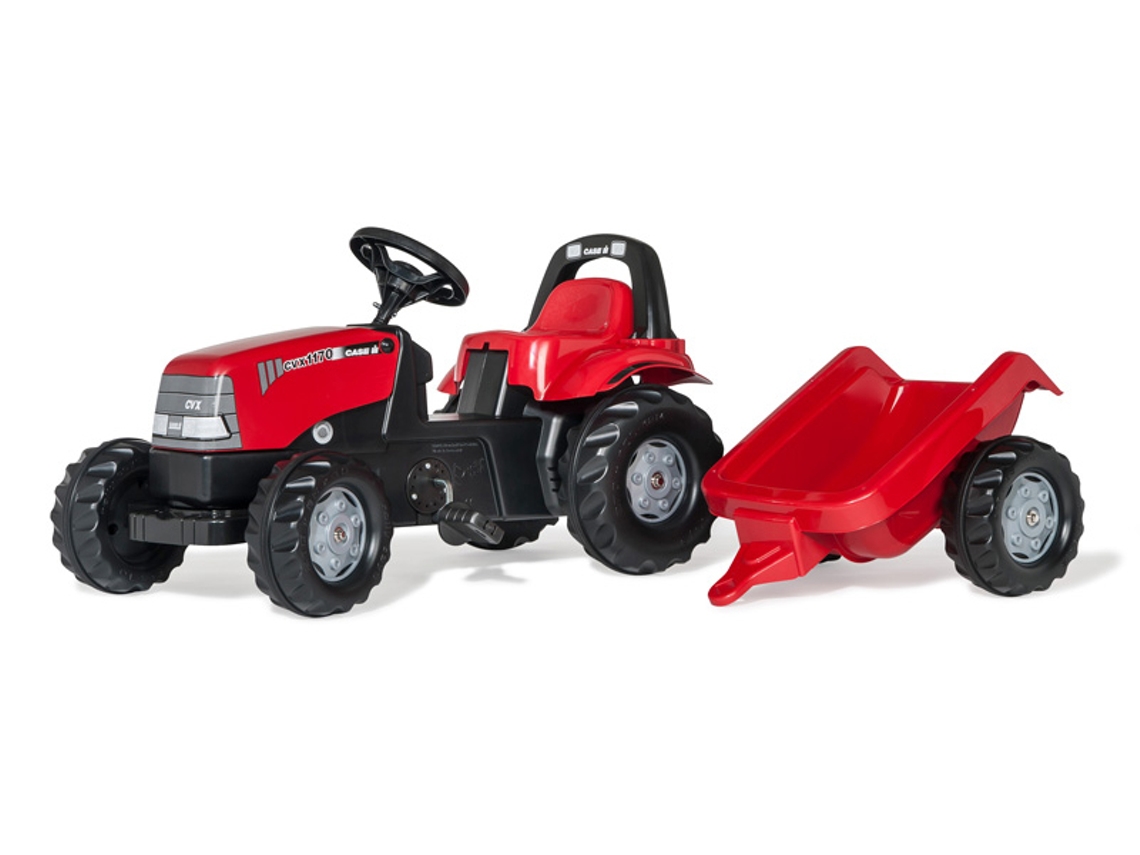 Conjunto de Tractor Case ROLLYTOYS Kid con Roll Bar y remolque