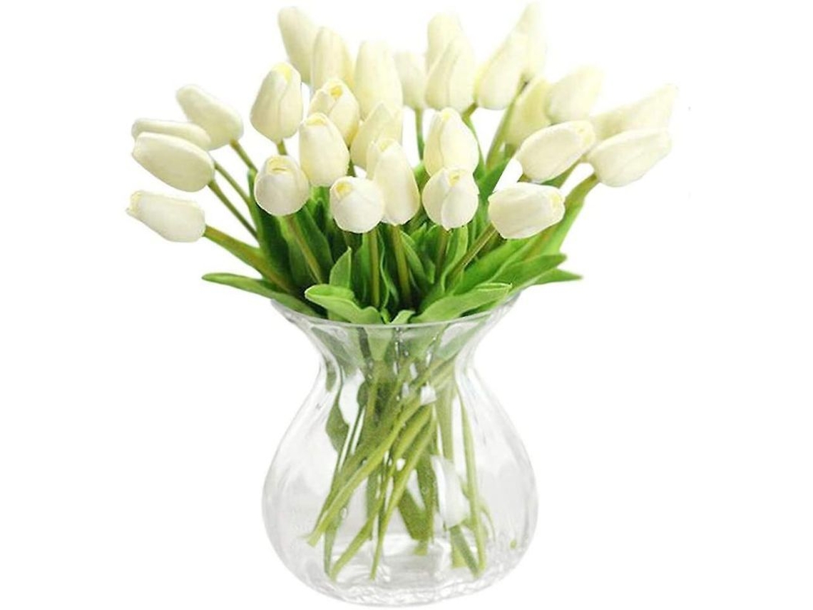 Lirios Artificiales Blancos En Miniatura De Pu (12 Unidades) Para Decoración Del Hogar Y Bodas.