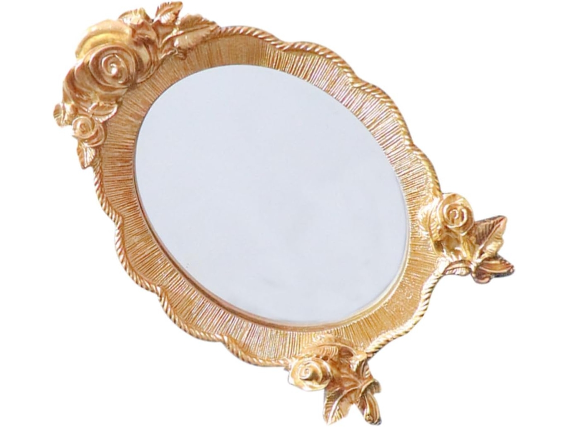 Miroir De Maquillage Vintage Sur Pied 8,8x14 Cm Compacto Stable Para Femmes Usage Bureau Maison