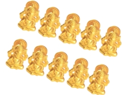 Conjunto 10 Esculturas Elefantes Ganesh Resina Dorada Decoración Lujosa Templos Oficinas Hogar Símbolo Éxito