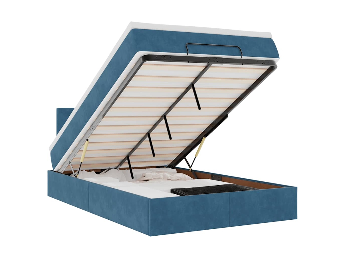 Maison Exclusive - Cama Otomana Con Colchón Y Led Terciopelo Azul Oscuro 120x190cm
