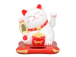 Baok de gato de la suerte con energía solar, brazos móviles, decoración para oficina, hogar, entrada y coche, gato blanco