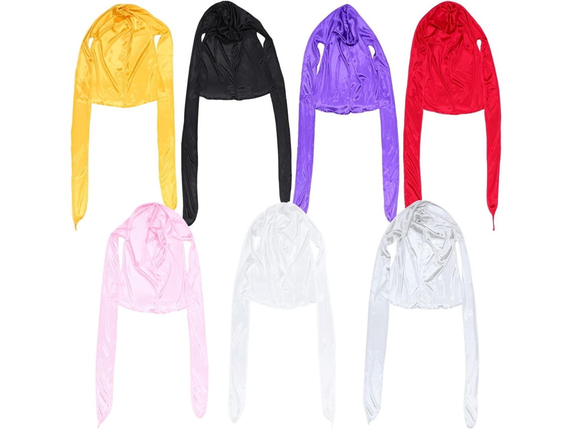 Pañuelo Durag Sedoso Con Cola Larga En Seda Suave Y Transpirable, Sombrero Pirata De Moda De Banda Ancha