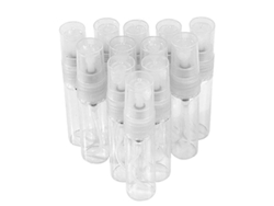 25 mini botellas de perfume de vidrio de 5 ml, rellenables, vacías, con atomizador y bomba.