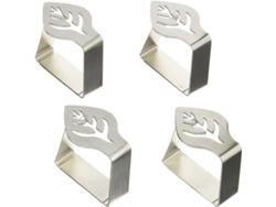 Pinzas de cocina de acero inoxidable, diseño Hobby, ajustables, seguras, 6x5 cm, juego de 4, color plata.