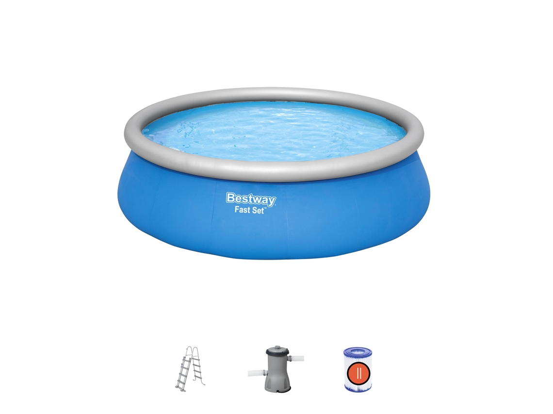 Piscina Hinchable Fast Set Bestway 457x122 Cm Con Depuradora Cartucho 3.028 L/h Escalera Y Nevera Hinchable Flotante
