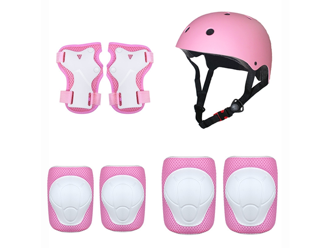 Bicicleta de equilibrio para niños Scooter Equipo de protección para montar Casco Juego de protección de 7 piezas YUYSAN Rosa (S 12-30 kg)