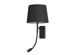 Aplique De Pared FORLIGHT Para Dormitorio E27 Luz De Lectura Led Blanco Cálido 3000Kaluminio Negro Pantalla De Textil