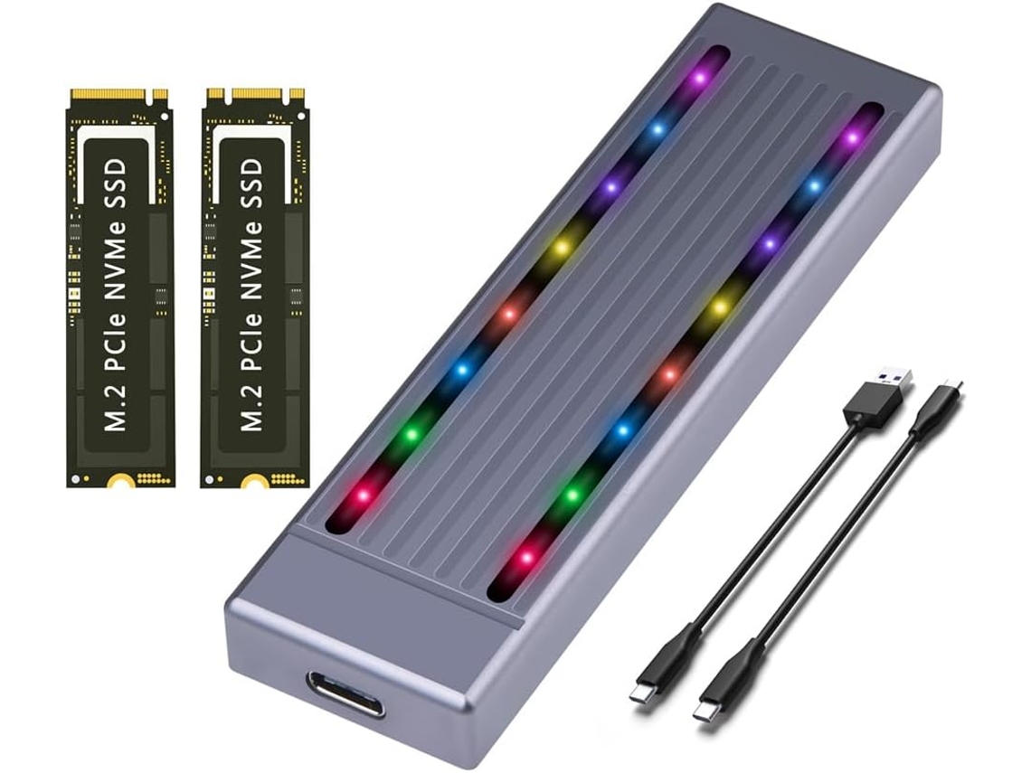 Carcasa De Aluminio Cnc De Alta Velocidad Para Disco Duro Ssd M.2 Nvme Con Luz Rgb Y Cable, C