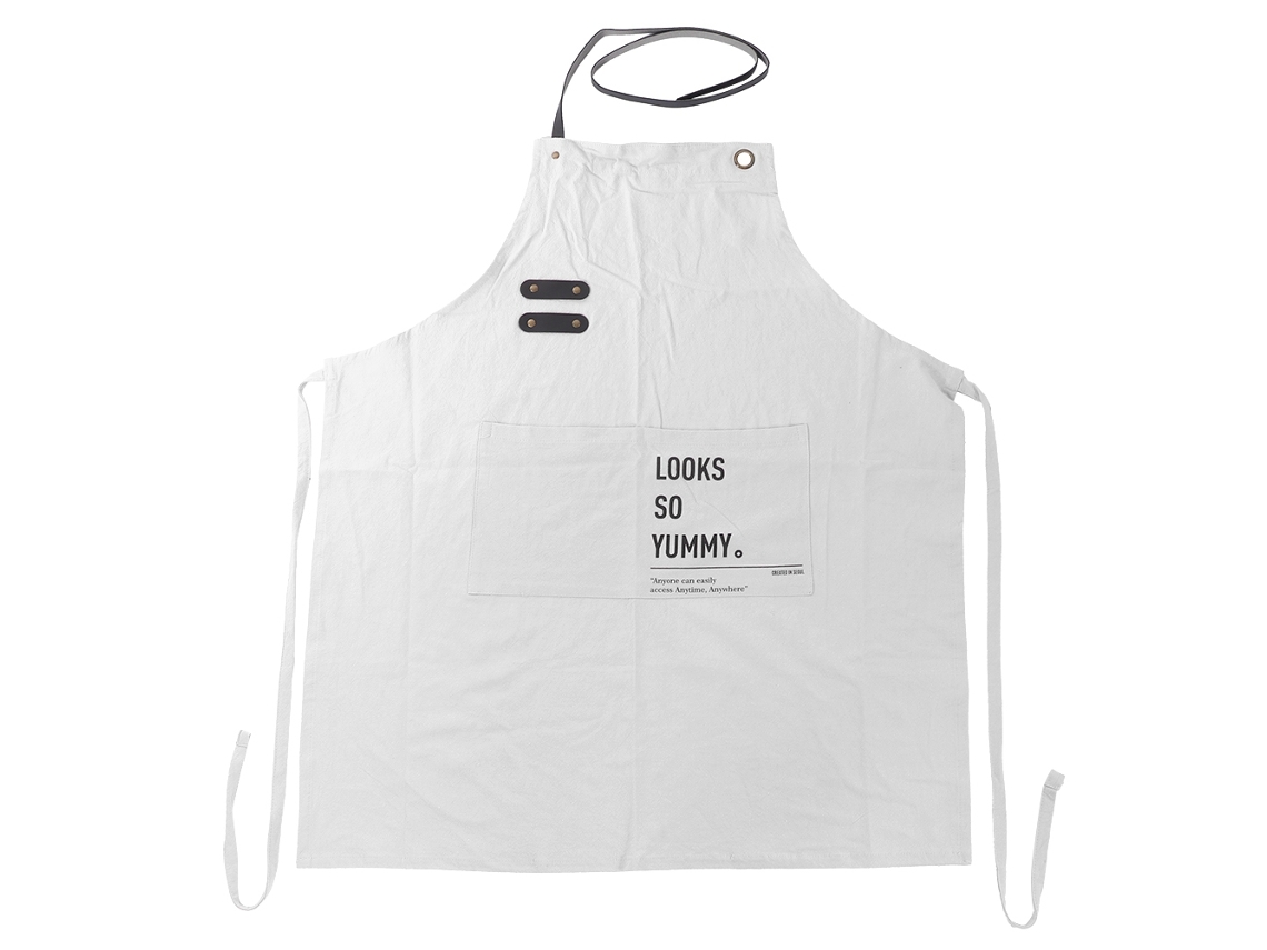 Delantal De Cocina Para Adultos De Algodón Y Lino Ajustable Con Cordón (blanco)