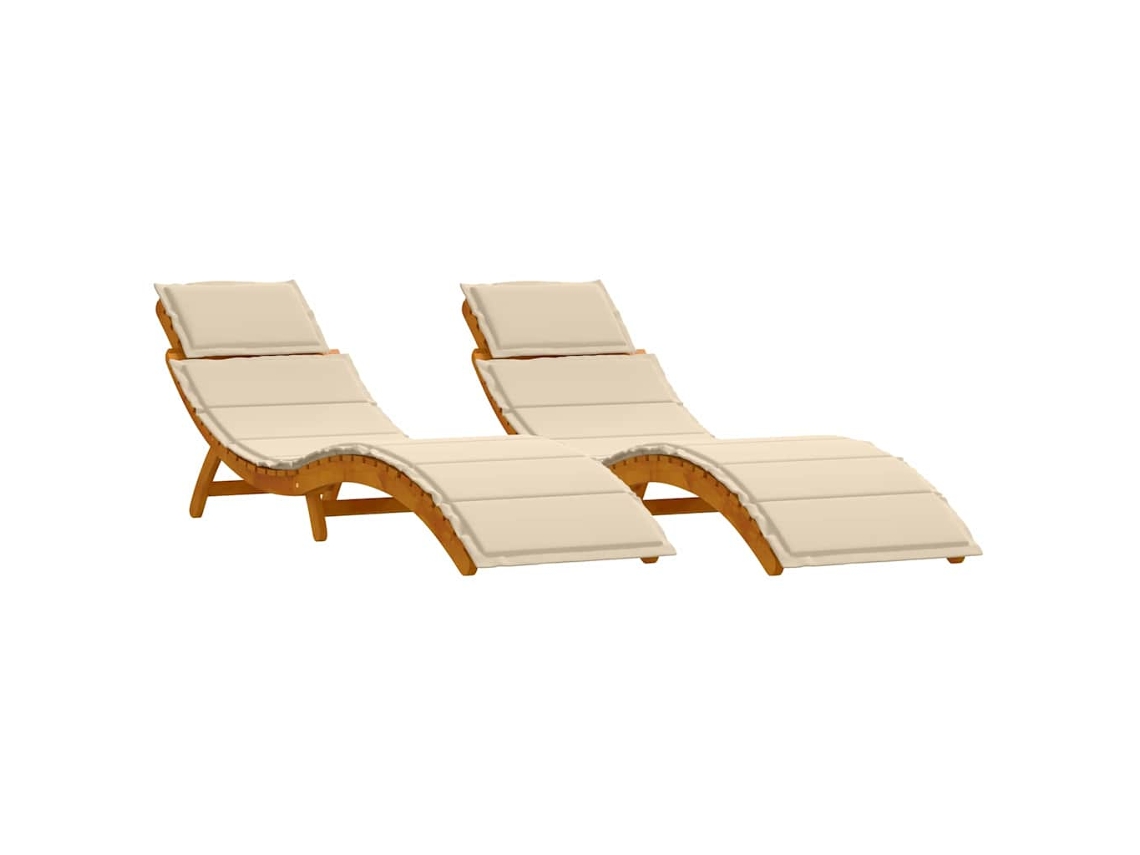 Tumbona - 2 piezas, color beige, madera maciza de acacia HARLANV1