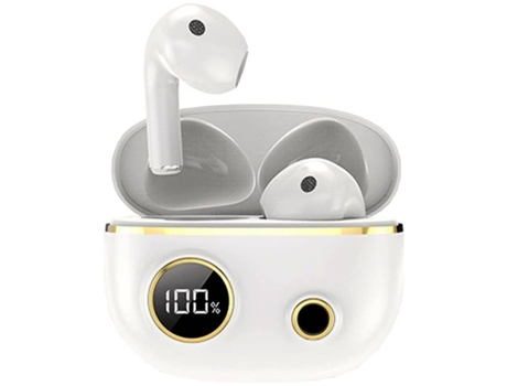 Auriculares Bluetooth True Wireless ENKERS con micrófono y cargador blanco