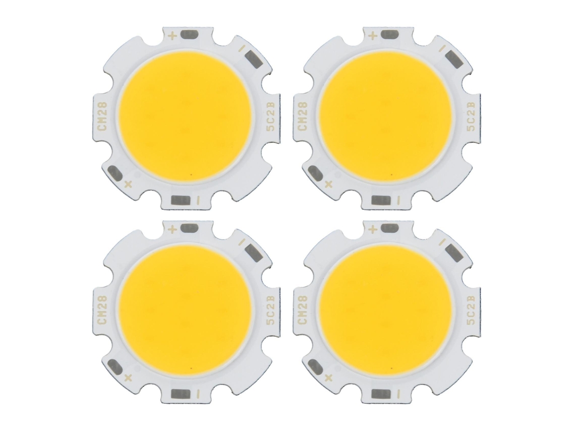 Rebe-4x Bombillas Led Cob Redondas Super Brillantes 5w Blanco Cálido Dc15-17v 3000-3500k 180° 2.8cm