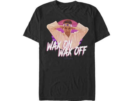 Camiseta Unisexo DEEPSTONE Daniel LaRusso Wax On Wax Off Cobra Kai Negro (M)