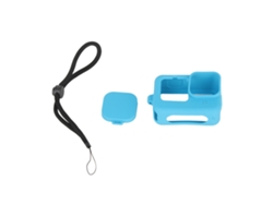 Caja Protectora De Silicona Blanda Con Cordón De Muñeca Y Tapa De Lente Para Gopro 9 Azul