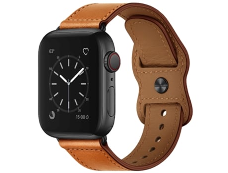 Correa de reloj inteligente de cuero con doble orificio para Apple Watch Series 7 41 mm / 6 y SE y 5 y 4 40 mm / 3 y 2 y 1 38 mm (marrón)