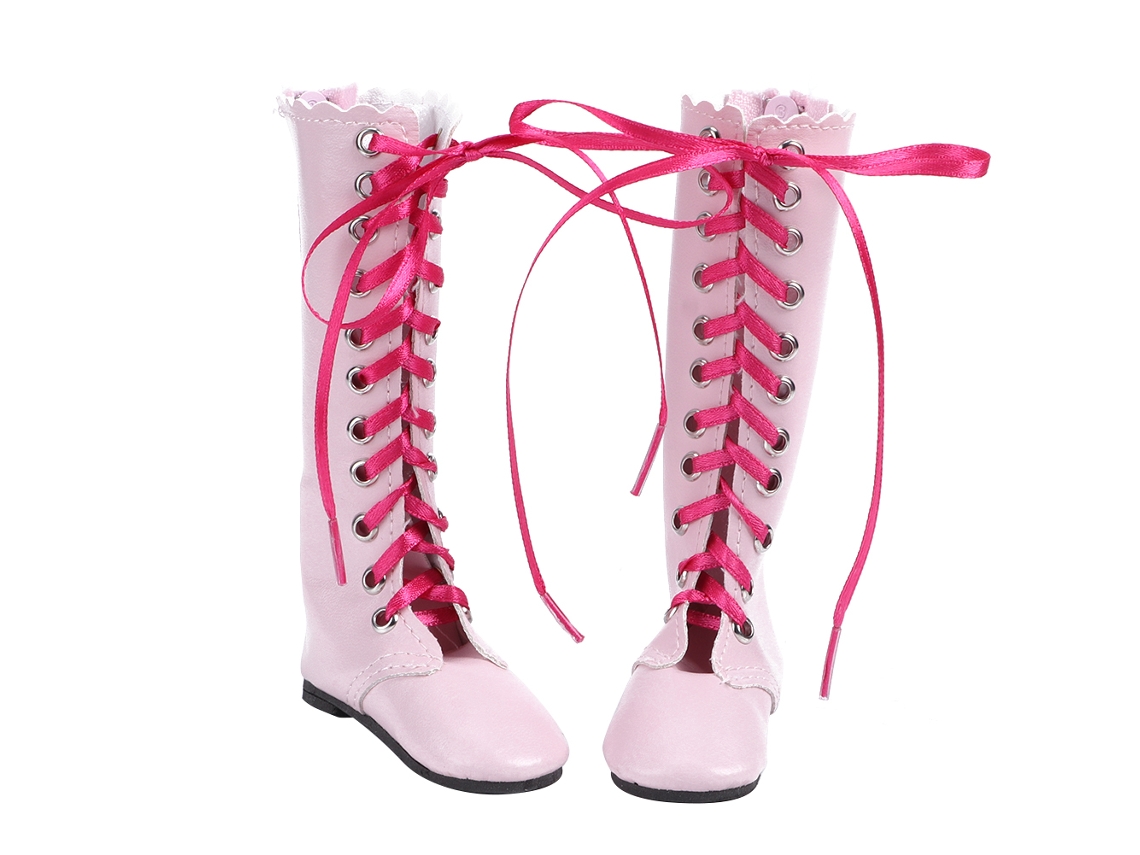 Ats-botas De Muñeca Con Cordones Para Niñas Botas De Muñeca Exquisitas Accesorios De Juguete Para Niños Botas Planas Rosas 60cm