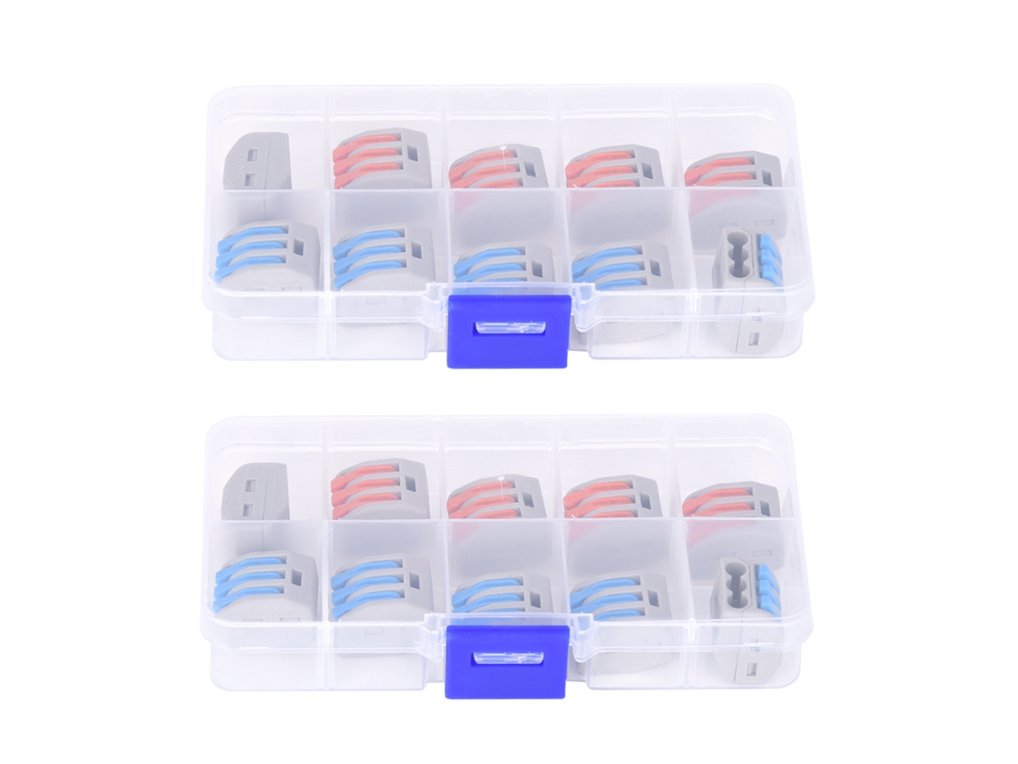 2 Cajas Bloque Terminal De Palanca De Resorte 11-28awg (0.8-2.5mm²) Conector Cable Eléctrico Pct-213 20pcs