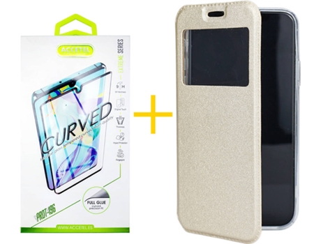 Carcasa + Protector de Pantalla para Samsung Galaxy S22 Plus 5G ACCETEL Dorado