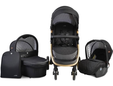 Carrito de Bebé CANGAROO Tres Piezas Capazo Duro Noble Negro