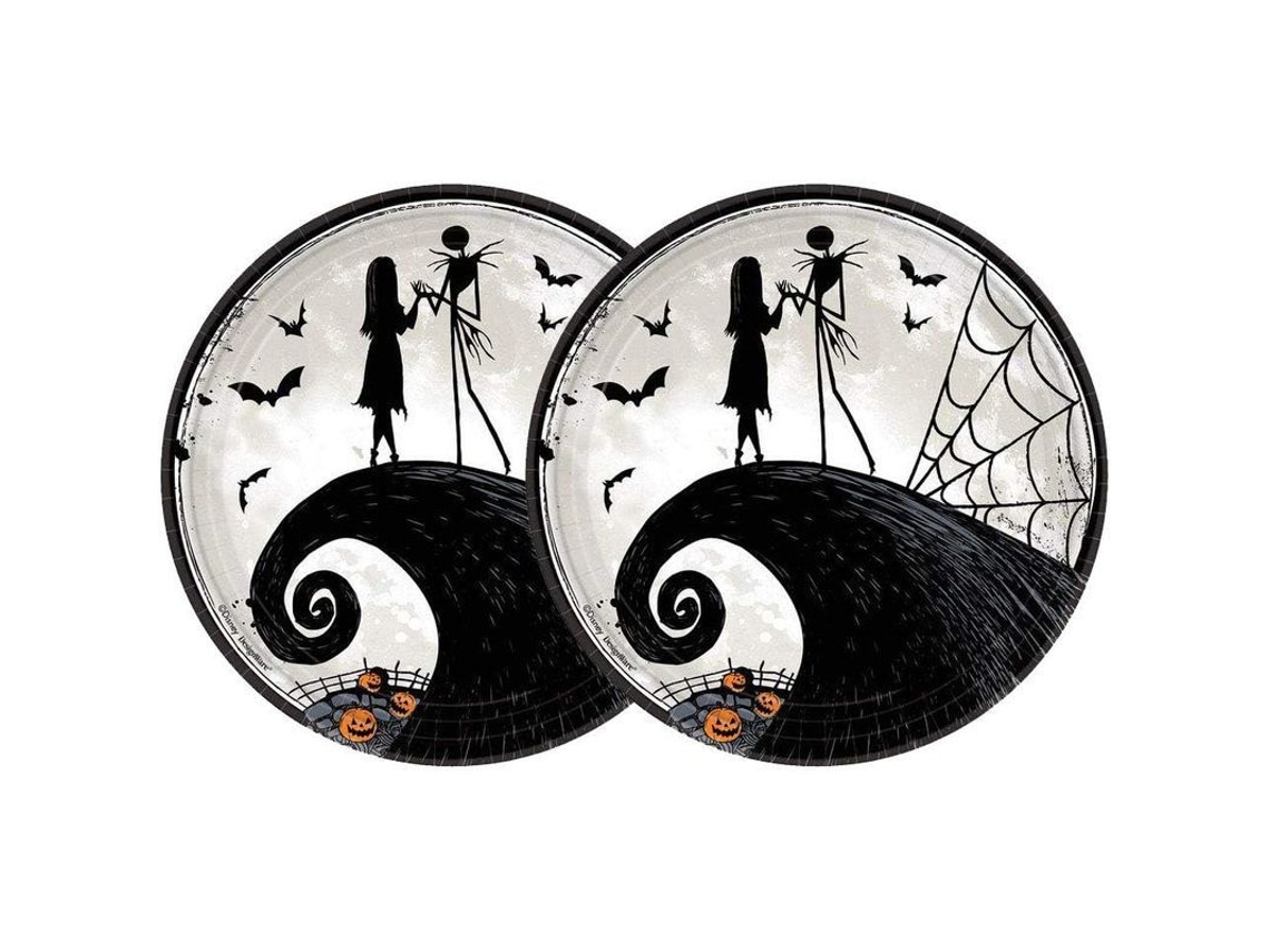 Plato De Papel Halloween Navidad El Pesadilla Antes De Navidad 10 Piezas 9 Pulgadas Redondo