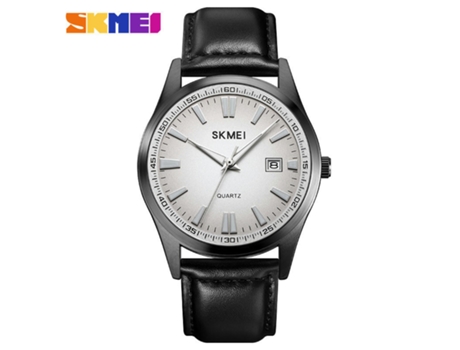 Reloj de pulsera de cuero con relojes de cuarzo analógicos impermeables para hombre-plateado LUUCOZK