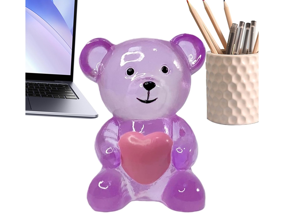 Decoración Genérica Con Estatua De Oso, Figura De Animal De Resina Con Corazón Decoración De Escritorio Con Oso - Para