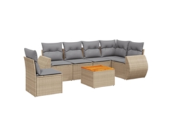 Conjunto 7 sofás de jardín VIDAXL y cojines ratán sintético beige