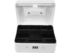 Caja Fuerte Pequeña De Metal Blanco Con Cerradura De Contraseña Y Amplio Compartimento Secreto.