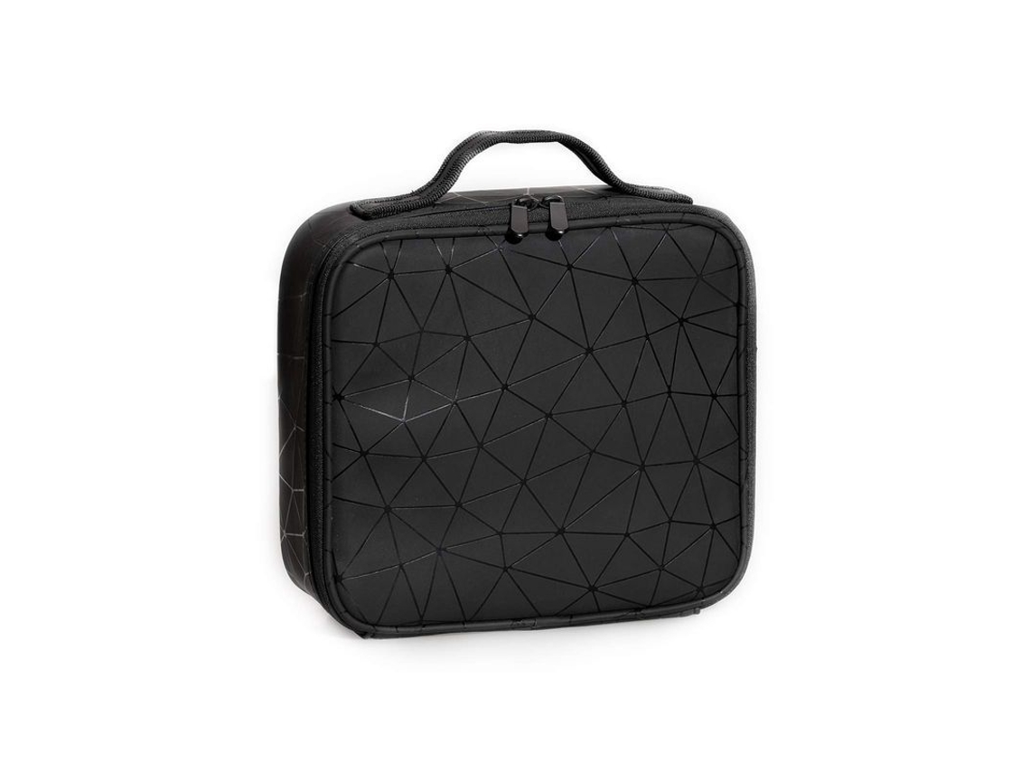 2026-estuche De Maquillaje De Viaje En Cuero Pu Organizador Con Divisores Ajustables Y Ranuras Para Brochas (negro Oscuro)