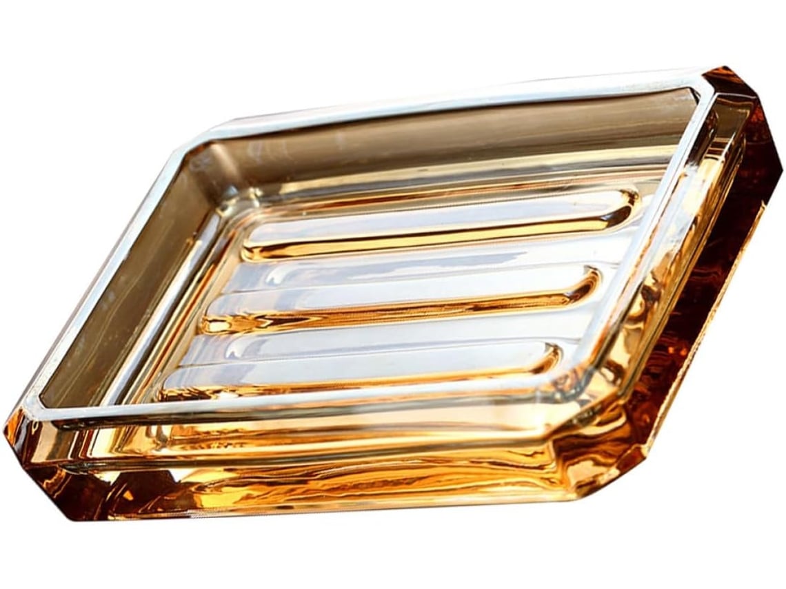 Jabonera de cristal, transparente y fácil de transportar para el baño, caja decorativa y funcional para el uso diario.