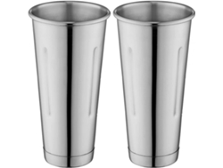 Juego de vasos para mezclar batidos, construcción de acero inoxidable, vaso profesional para malteada de 30 oz con diseño ergonómico y cortes laterales.