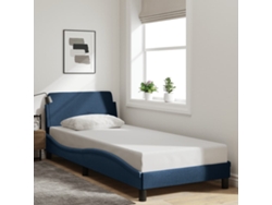 Estructura De Cama Con Cabecero Sin Colchón Tela Azul 80x200 Cm