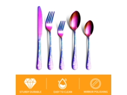 Juego De Cubiertos De Acero Inoxidable De 20 Piezas Para 4 Personas: Plato, Tenedor, Cuchara Y Plato De Postre.