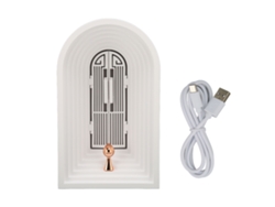 Altavoz De Escritorio Con Luz Ambiental Regulable Sin Pasos Función De Memoria Batería Integrada Usb 5v 1a Blanco