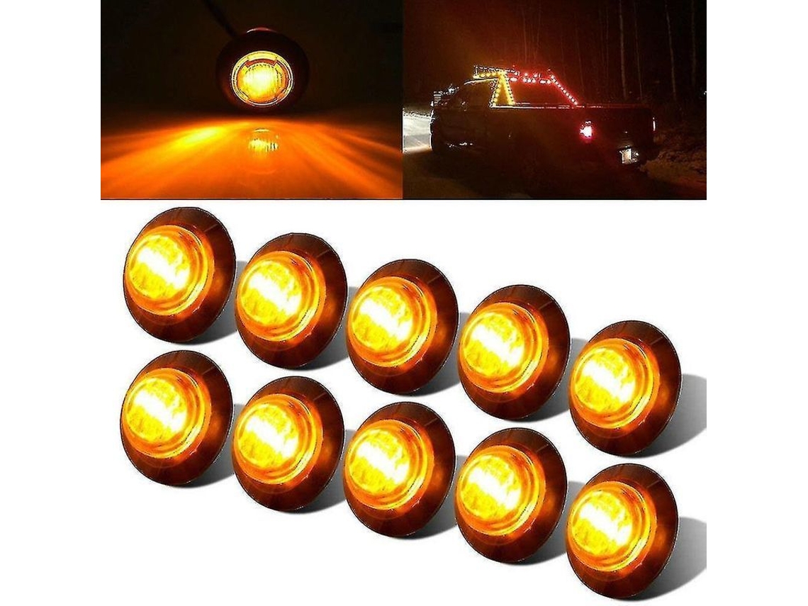 10 Luces Led Universales De Señalización Lateral De 12v-24v, Color Amarillo, Para Coche, Camión O Remolque.