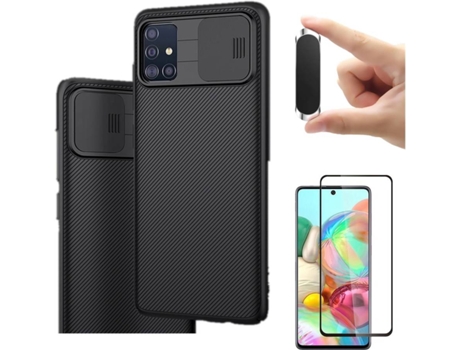 Carcasa, Protector y Soporte Samsung A51 Nillkin Camshield Negro