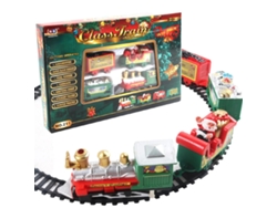 Tren eléctrico navideño con luces y efectos de sonido. Vías para armar. Mdug