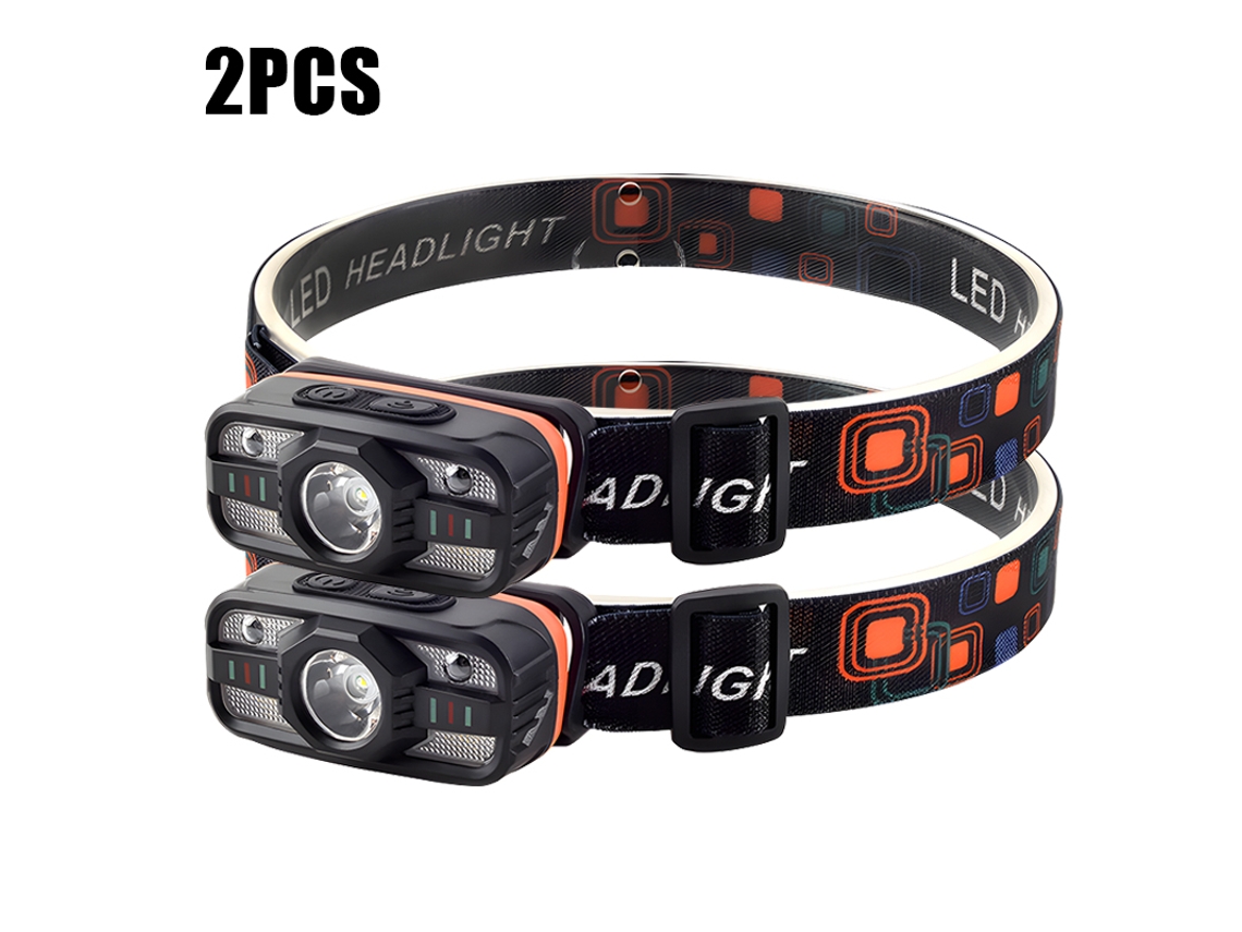 Mini linterna frontal LED recargable, luz blanca y roja, sensor inductivo, ideal para acampar y emergencias al aire libre. Aeuzwr