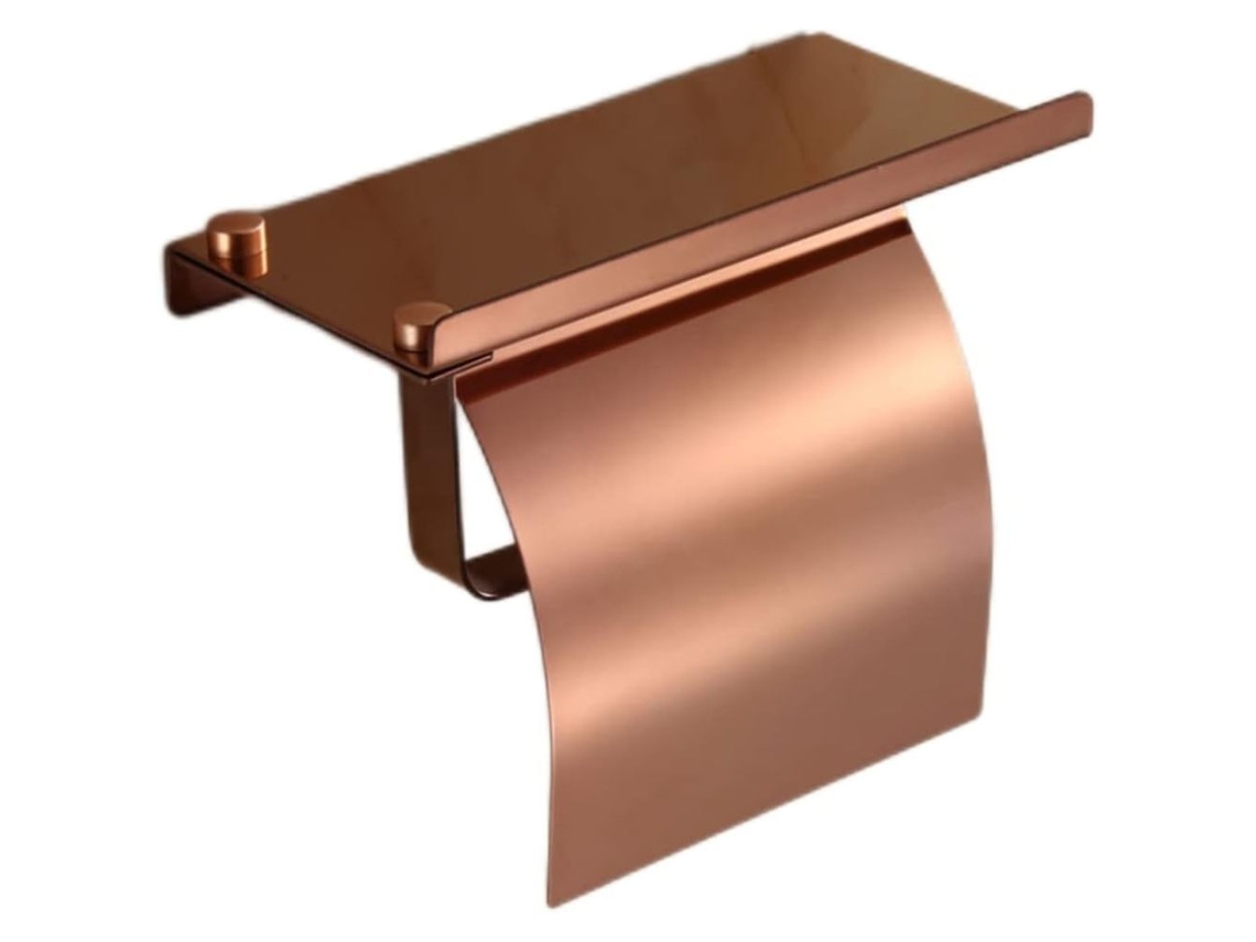 Decoración de baño en oro rosa, dispensador de papel higiénico de aleación de zinc macizo con opción autoadhesiva, diseño resistente a la corrosión y al óxido.