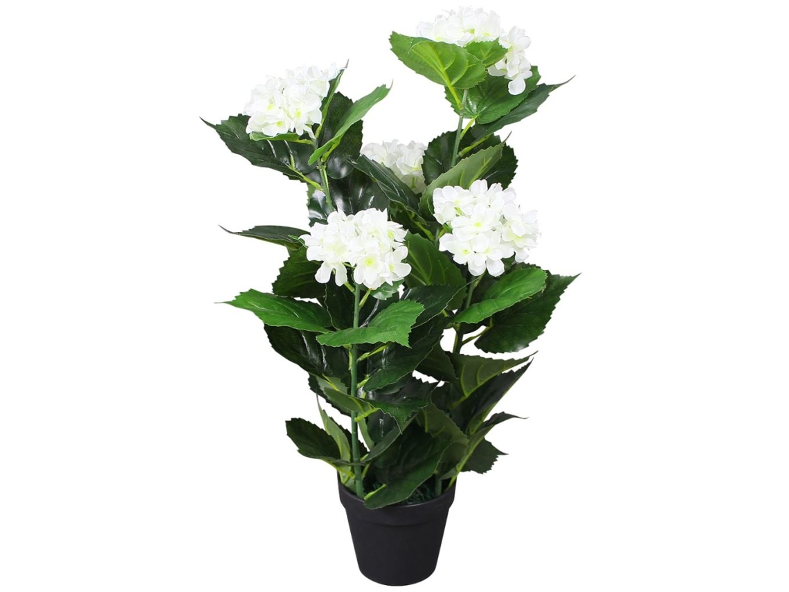 Hortensia artificial con maceta de 60 cm, blanca, Dic021922